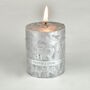 G Decor Adeline Silver Metallic Textured Pillar Candle, thumbnail 3 of 6