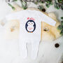 Personalised Penguin Baby First Christmas Babygrow, thumbnail 8 of 12