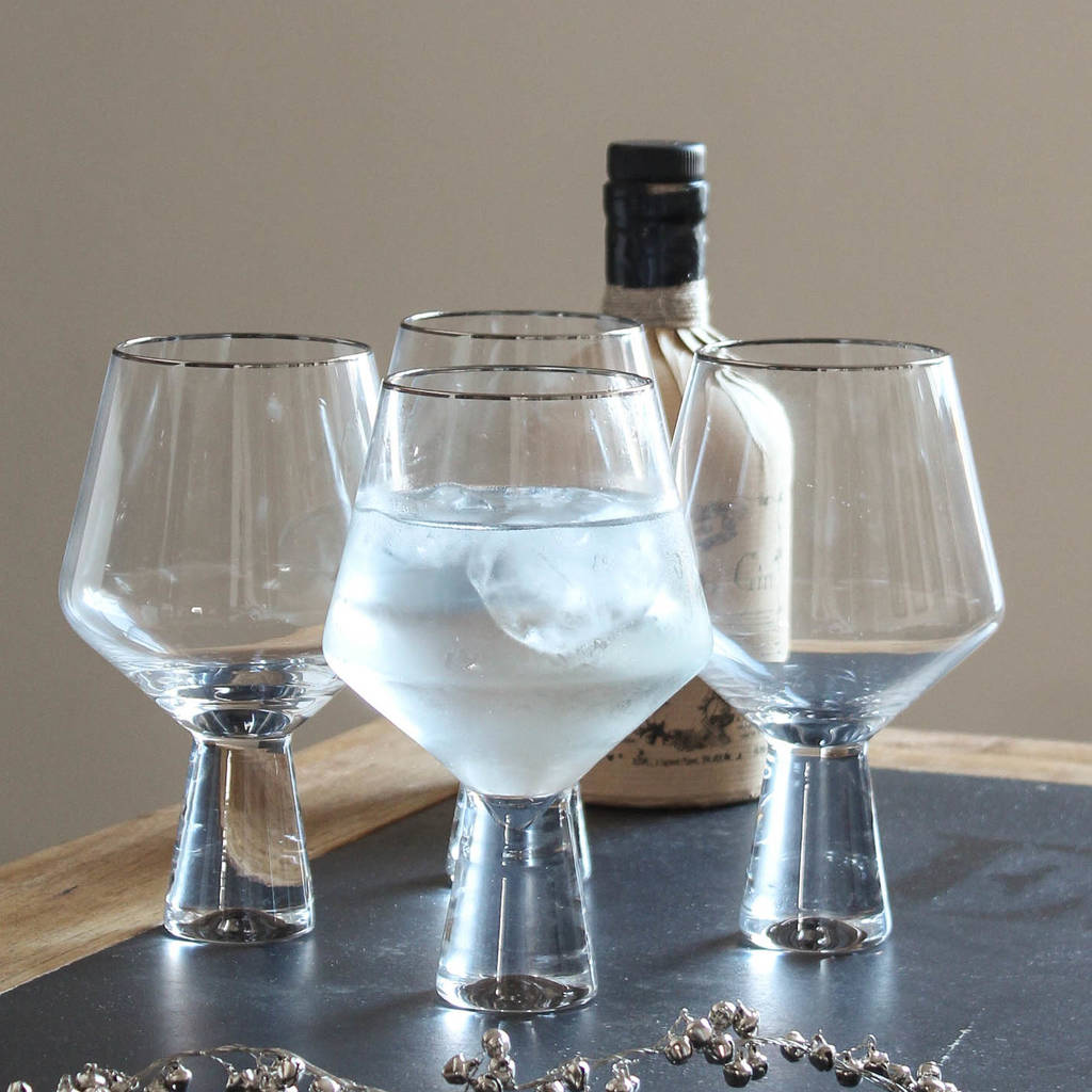 silver rim gin and tonic glasses set of four by marquis & dawe