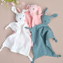 Personalised Baby Muslin Green Comforter, thumbnail 3 of 5