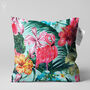 Pink Flamingo Cushion Cover With Tropical Flowers, thumbnail 1 of 7