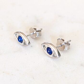 The Evil Eye Lapis Lazuli Stud Earrings, Sterling Silver, 2 of 7