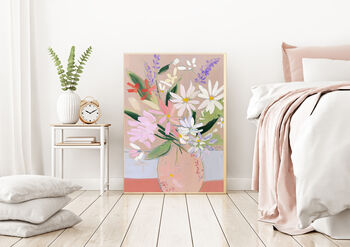 Pastel Pink Flowers Vase Art Print, 3 of 3