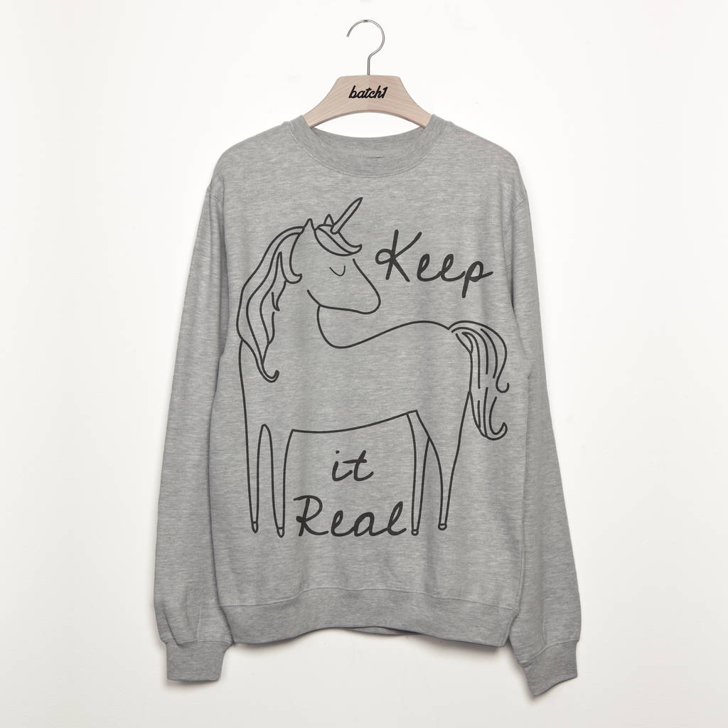 Keep It Real Unicorn Women's Slogan Sweatshirt, 1 of 2