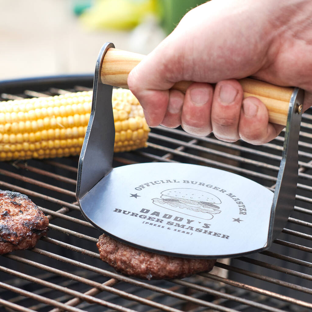 Personalised Stainless Steel Burger Smasher, 1 of 3