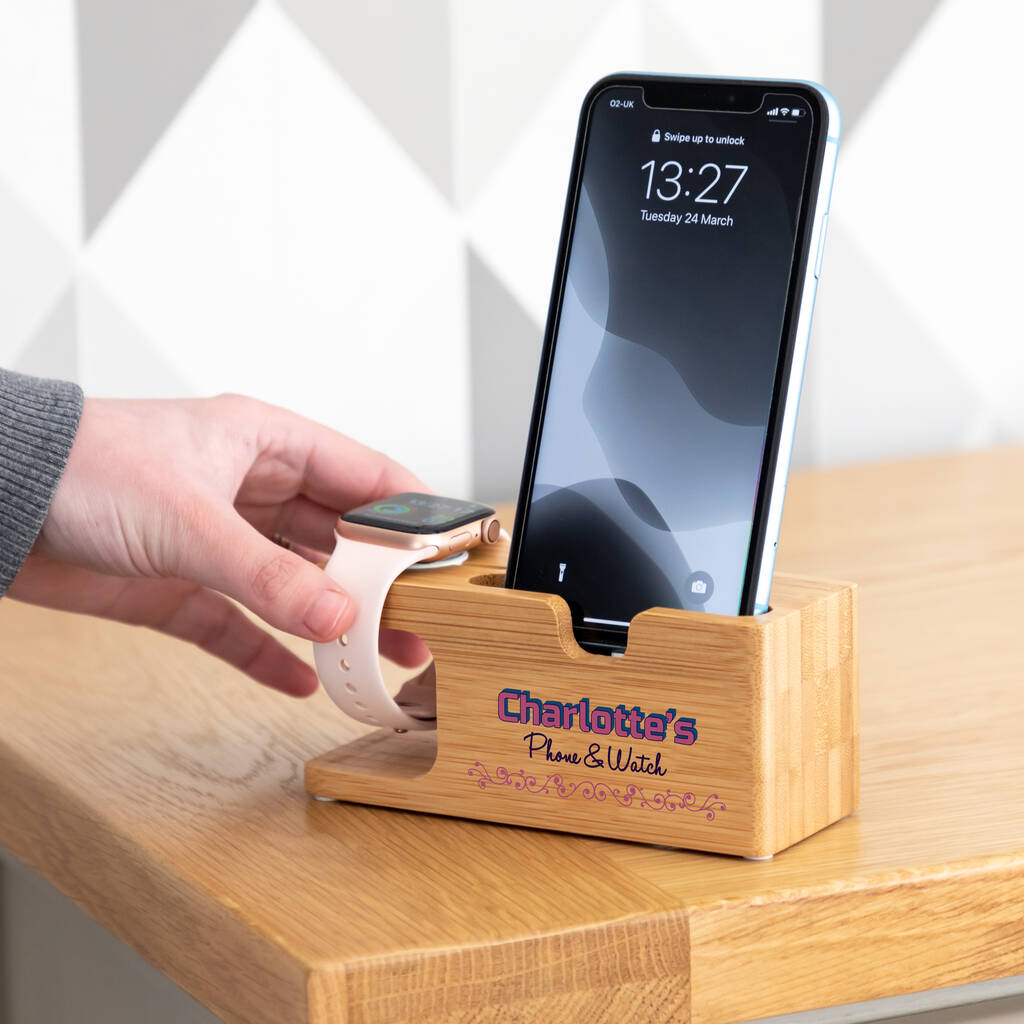 Personalised Charging Station For Phone And Watch, 1 of 7