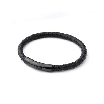 Braided Cowhide And Stainless Steel Bracelet Gift For Him, 4 of 11