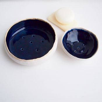 Handmade Navy Blue Ceramic Soap Dish, 2 of 12