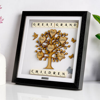 Gift For Grandma Personalised Wooden Grandchildren Family Tree Frame, 5 of 11