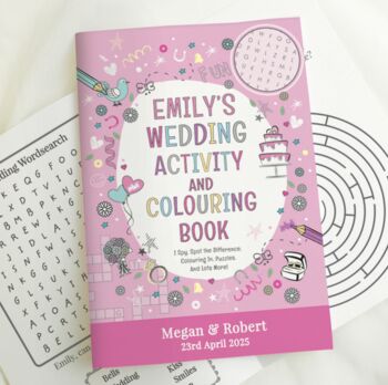 Personalised Pink Wedding Activity And Colouring Book, 3 of 4