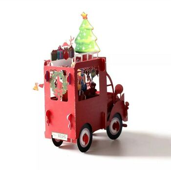 Pop Up 3D Christmas Card Santa Van And Snowman, 2 of 5