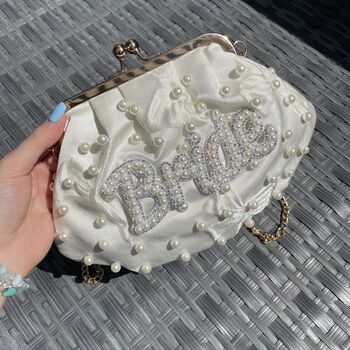 Bride Pearl Kiss Lock Cross Body Clutch Bag, 2 of 2