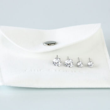 Sterling Silver Circular White Crystal Stud Earrings, 5 of 5