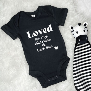 Loved By Auntie And Uncle Personalised Babygrow, 3 of 9
