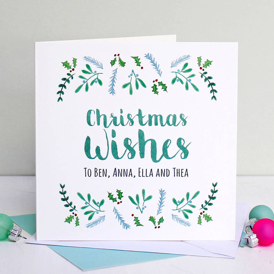 Personalised 'Christmas Wishes' Card By Martha Brook