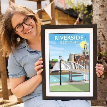 Riverside Footbridge, Bedford Travel Print, 4 of 7