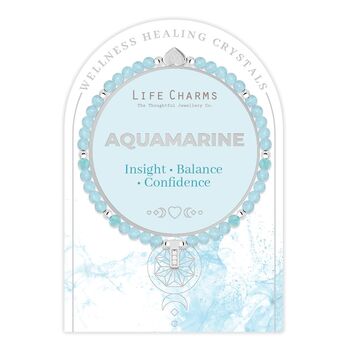 Aquamarine And Silver Beads Healing Crystals Bracelet Gift, 2 of 6