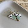 Mint Green Triangle Ceramic Dangle Earrings Gold Plated, thumbnail 2 of 8