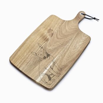 Personalised English Bull Terrier Engraved Acacia Serving Board, 3 of 8