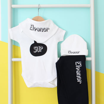 Ey Up, Personalised Baby Grow Or Set, 7 of 12