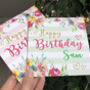 Superstar Green Floral Birthday Card, thumbnail 3 of 5