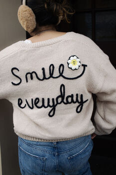 Beige Smile Everyday Flower Knit Cardigan, 5 of 9