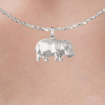 Hippo Necklace In Sterling Silver, 4 of 11