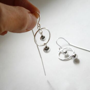 Sterling Silver Orbit Threader Earrings, 3 of 6