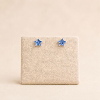 5mm Sterling Silver Blue Crystal Star Stud Earrings, 3 of 10