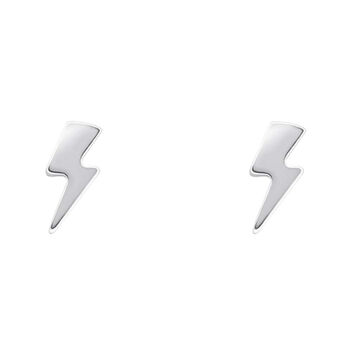 Tiny Sterling Silver Lightning Bolt Earrings, 2 of 5