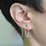 Emerald May Birthstone Silver Threader Earrings, thumbnail 3 of 9