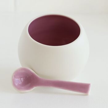 Handmade Colourful Porcelain Salt Pig And Spoon, 5 of 11