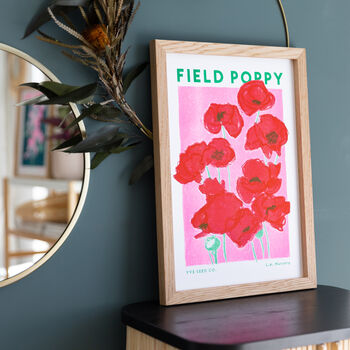 Field Poppy Floral Illustration Riso Print, 2 of 8