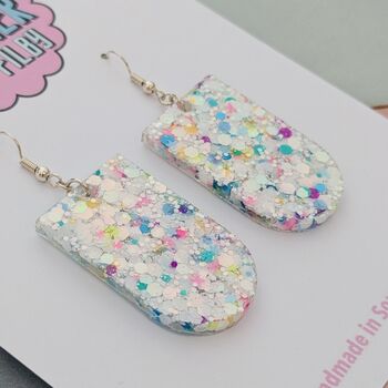Classic Glitter Spring Drop Statement Resin Earrings, 5 of 8
