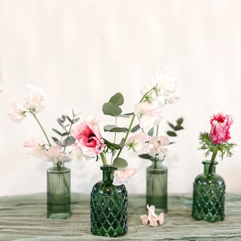 Forest Green Textured Glass Bottle Vase 13cm, 2 of 7