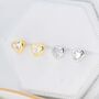 Tiny Cz Heart Stud Earrings In Sterling Silver, thumbnail 2 of 10