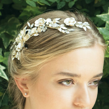 Silver Or Gold Plated Floral Bridal Hair Clip, 8 of 10