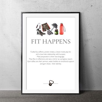 Fit Happens, Gym Fitness Funny Wall Art Print Gift For A Home Gym, 2 of 2