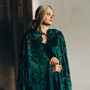 Boho Lace Bridal Cloak With Hood | Emerald Green Wedding Cape, thumbnail 4 of 12
