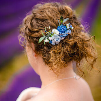 Royal Blue And White Floral Hair Comb, 3 of 7