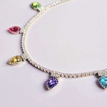 Rainbow Sparkle Christmas Lights Adjustable Necklace, 3 of 5