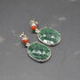 Green Aventurine Red Coral Earrings: Sterling Silver, thumbnail 5 of 5