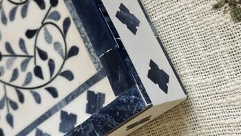 Wood Serving Tray With Handle, Ottoman Tary, Inlay Craft, 8 of 12