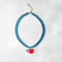 Turquoise Bead And Red Heart Necklace, thumbnail 2 of 5