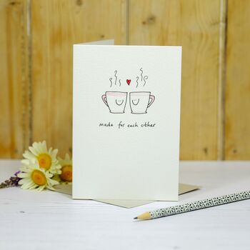 Personalised Coffee Cups In Love Handmade Card, 2 of 5