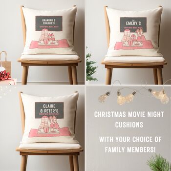 Personalised Couple's Christmas Movie Night Cushion, 2 of 5