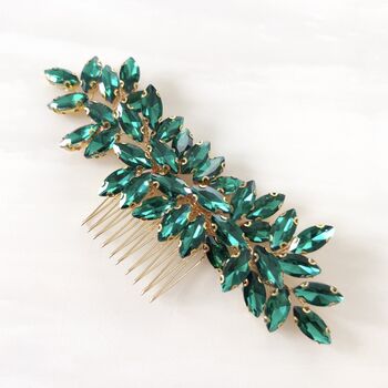 Enya Emerald And Gold Hair Comb, 3 of 5