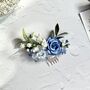 Royal Blue And White Floral Hair Comb, thumbnail 2 of 7