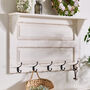 White Wooden Wall Shelf With Hooks, thumbnail 3 of 5
