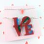 Love Necklace Acrylic Love Art Pendant Silver Plated, thumbnail 10 of 10